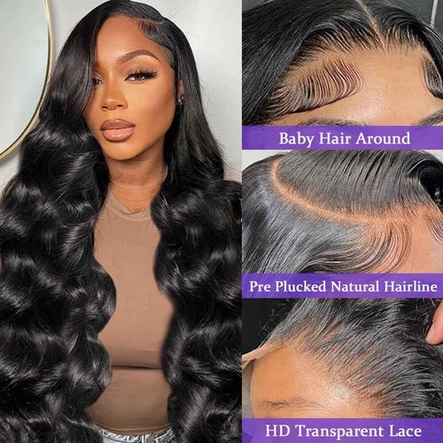 Redice 28 Inch 13x6 HD Lace Front Wig Human Hair - 200% Density Body Wave Pre-Plucked With Baby Hair - Glueless Frontal Wig for Women