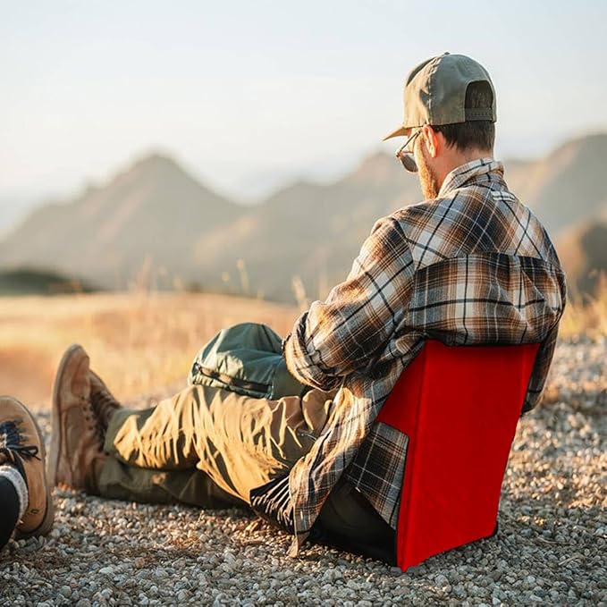 LynsaTac Folding Stadium Seat Cushion with Backrest, Portable Bleacher Pad for Camping, Fishing,15.8'' x 16.5'',Lightweight Chair with Backrest for Outdoor Sports and Concerts