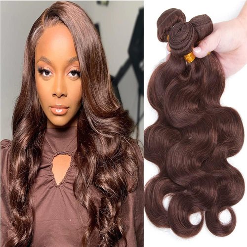 Condescension Brazilian Human Hair Bundles 18 20 22 Inch Body Wave 3 Bundles Human Hair 100% Unprocessed Remy Brazilian Virgin Weave Hair Chocolate Brown 4 for Women