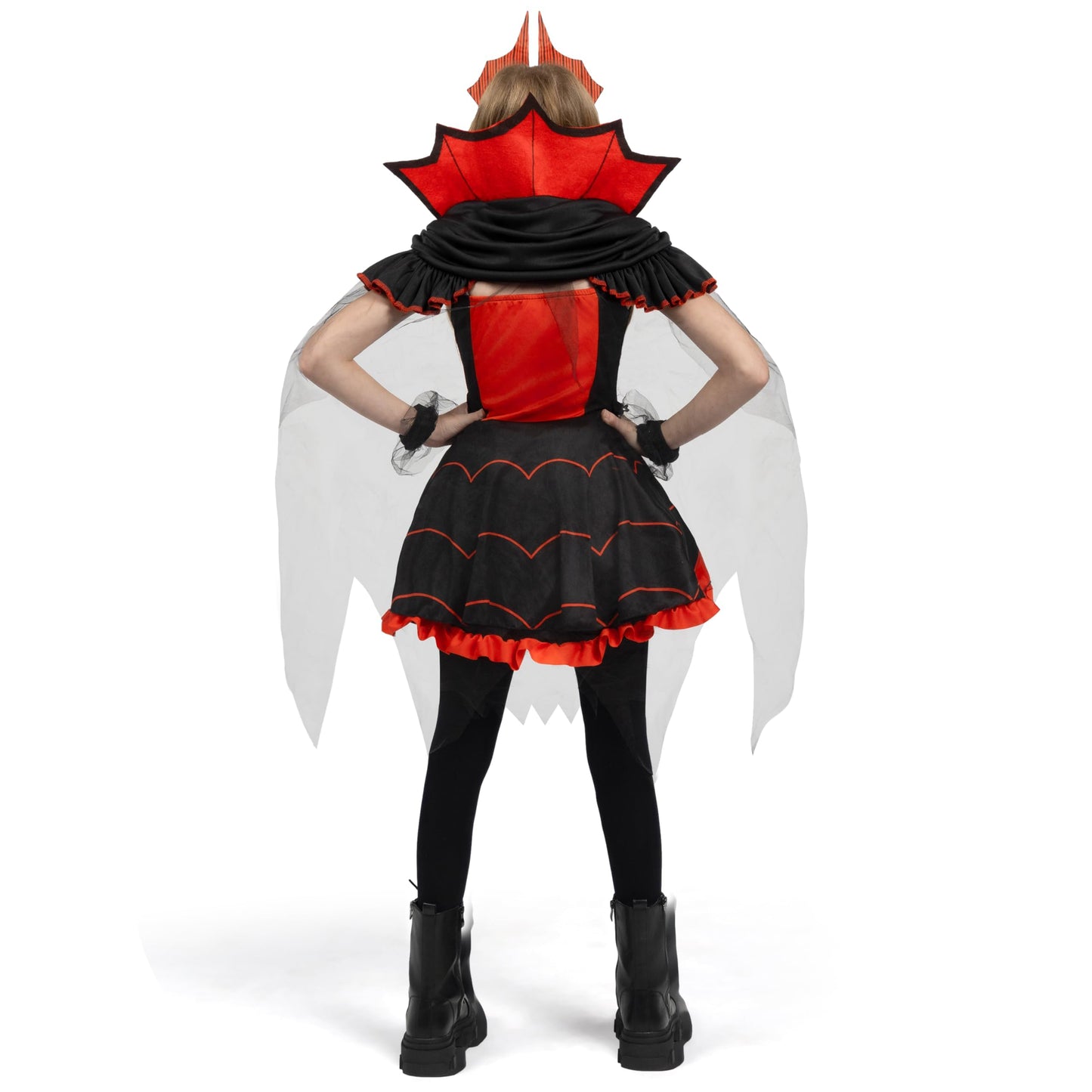 Spooktacular Creations Halloween Girls Vampire Costume, Red Dark Vampire Dress Costume for Girls Halloween Dress up, Role-Playing and Parties