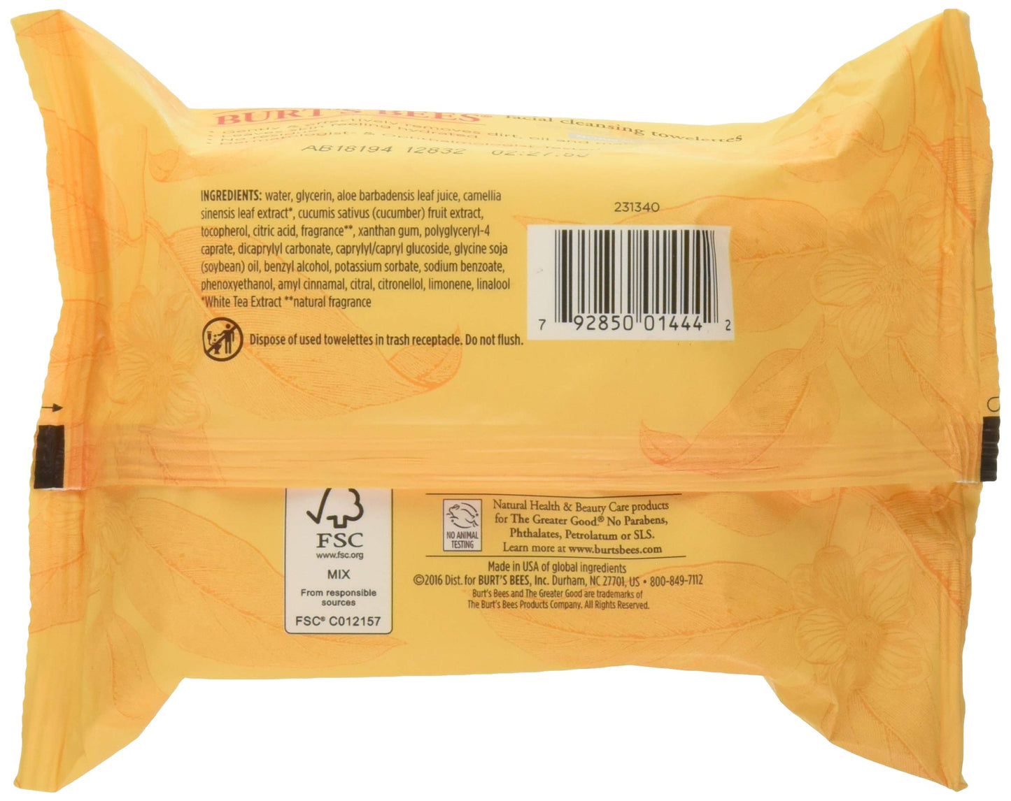 Burt's Bees Natural Skin Essentials Facial Cleansing Towelettes,30 Count (Pack of 3)