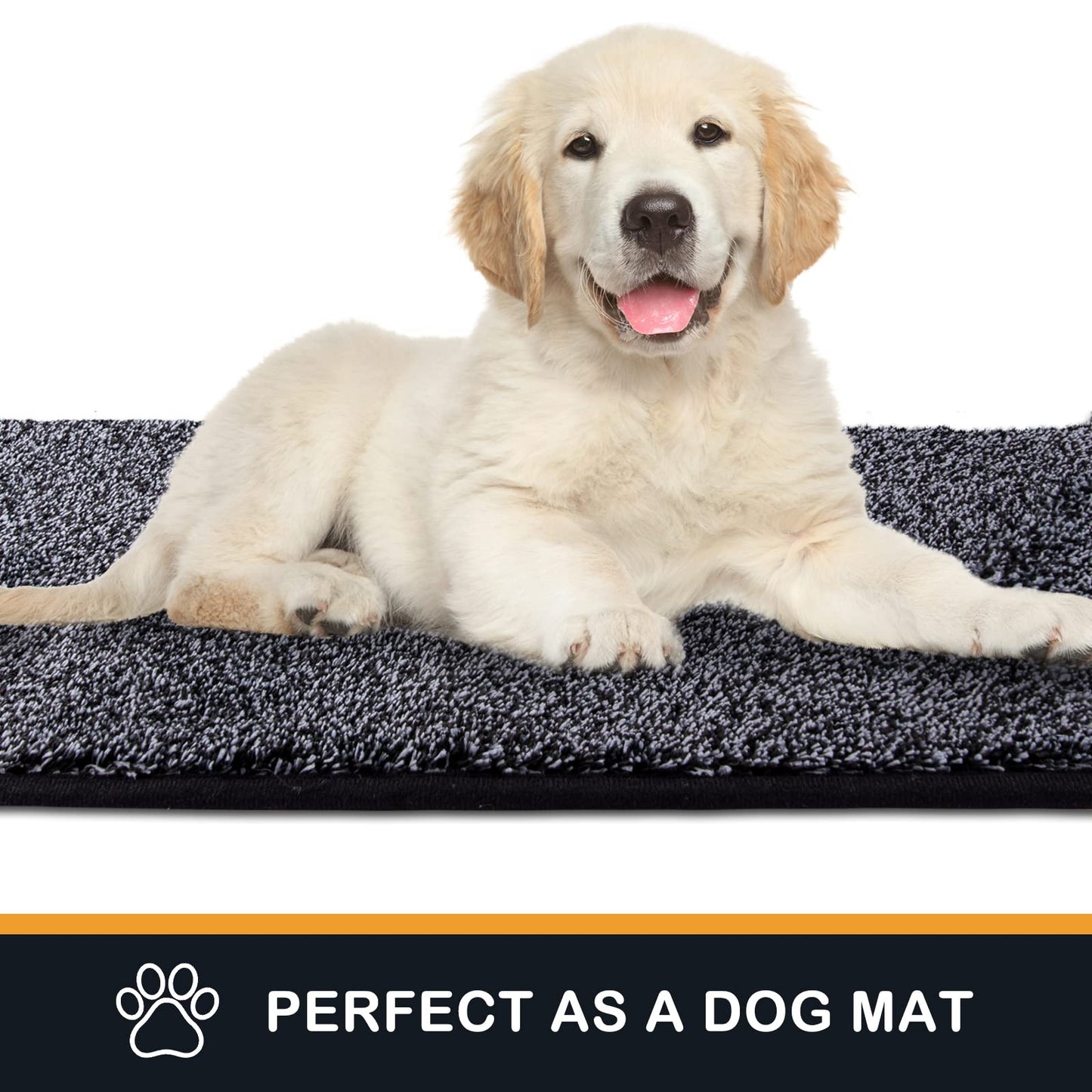PURRUGS Dirt Trapper Door Mat 24" x 35.5", Non-Slip Machine Washable Entry Rug, Shoe Scraper, Dog Doormat, Super Absorbent Welcome Mat for Front & Back Door, Muddy Shoes & Paws, Bluish Grey-Black