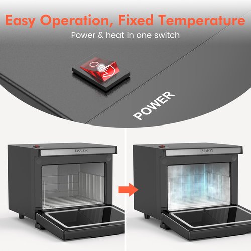 TASALON 8L Towel Warmer Hot Cabinet Box, Aluminum Inner Chamber, Removable Tray, Fast Heating for Beauty Spa Salon Massage - Black