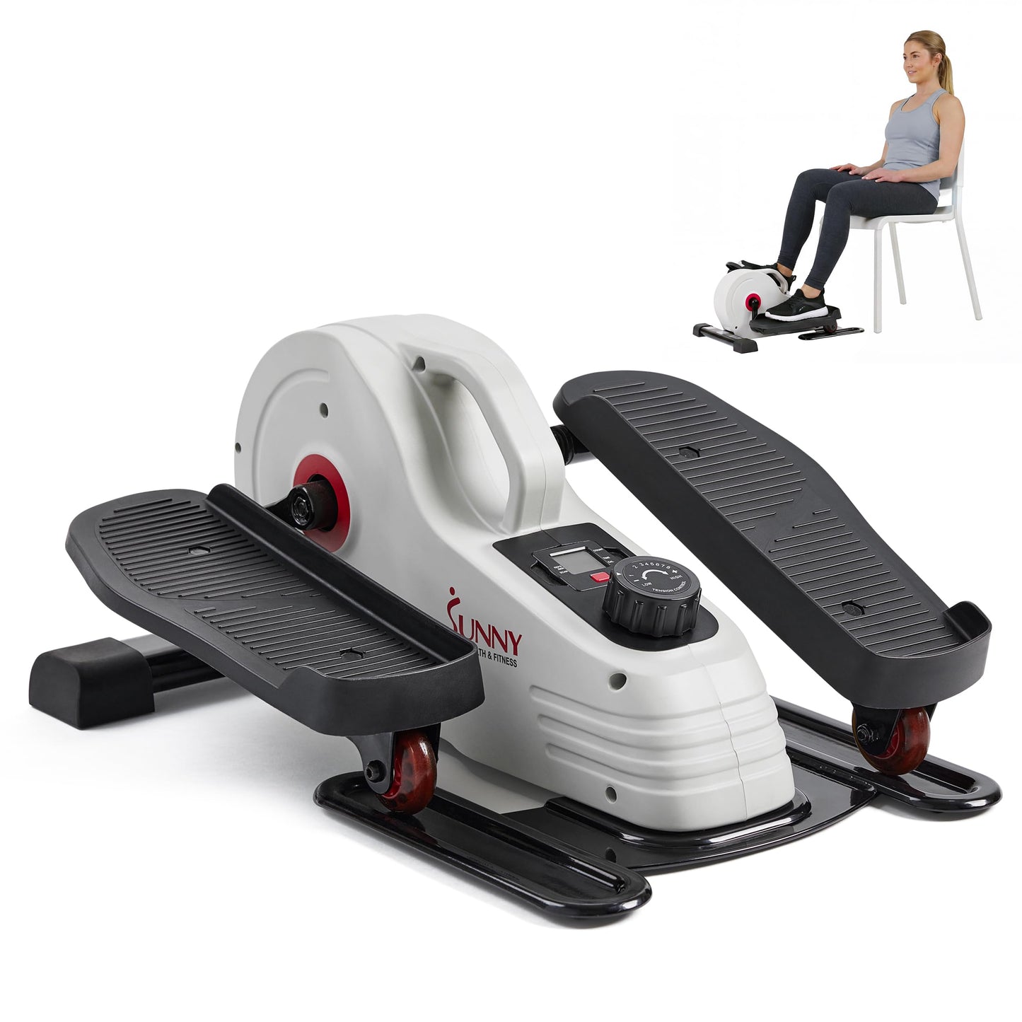 Sunny Health & Fitness Sitting Under Desk Pedal Exerciser, Portable Training Machine for Senior Exercise, Home Workout Elliptical & Bike - SF-E3872