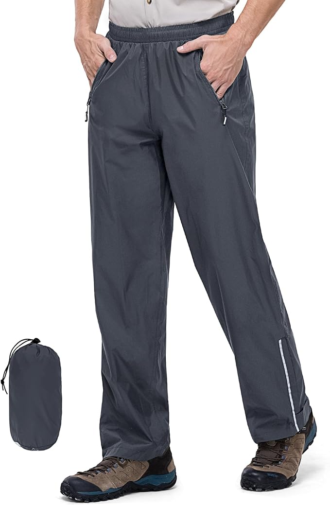 Outdoor Ventures Men's Rain Pants Waterproof Rain Overall Pants Windproof Packable Rain Outdoor Pants for Hiking Fishig Golf