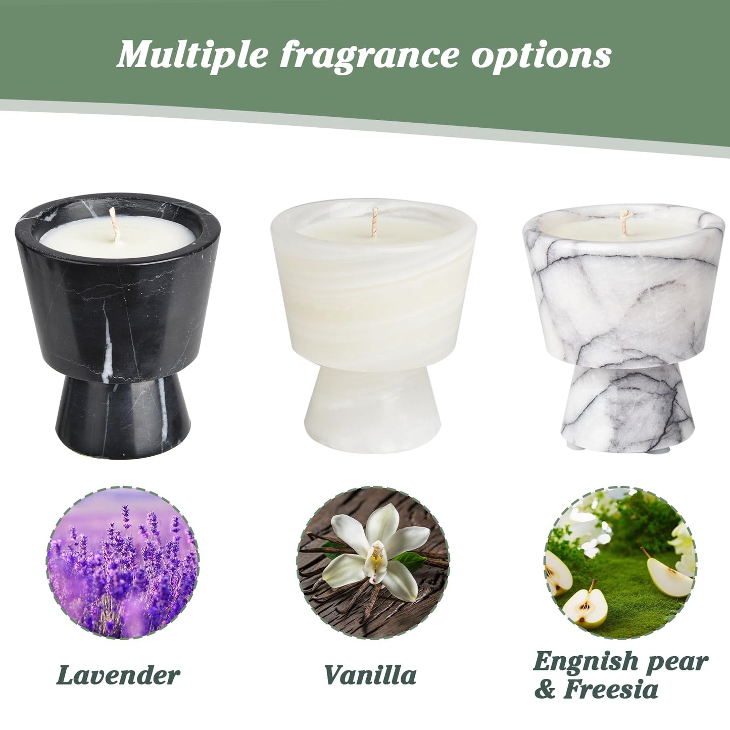 Premium Natural Soy Wax Candle in Solid Marble Container | All-Natural Scent/Long Lasting Burn Time | Elegant Recyclable Holder for Home Fragrance.Perfect for Gifting, and Seasonal Decrations.