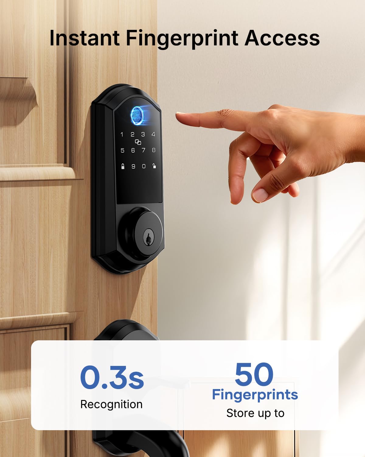 Smart Front Door Lock Set - Firstriver Keyless Entry Door Lock with Handle, Fingerprint Deadbolt, Keypad & Bluetooth App Control, Electronic Auto Lock, Compatible with Alexa & Google Assistant, Black