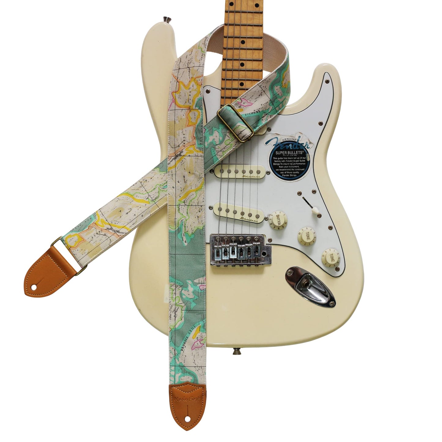 MUSIC FIRST Original Design 2 inch width (5cm), Vintage Style Ancient Maps Electric Guitar Strap (Ancient Maps)