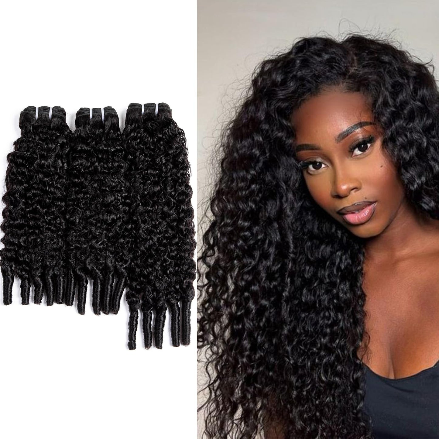 Bundles Human Hair Burmese Curly Water Wave Bundles Human Hair Extensions 3C4A Spiral End Quick for Women 20 22 24 INCH Natural