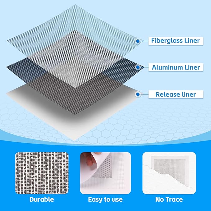Wall Patch Repair Kit Upgraded Size, 4 Pcs 10 Inch Self Adhesive Pieces Aluminum Drywall Repair Kit, with Its Own Large Squeegee and Scraping, GMingZTong