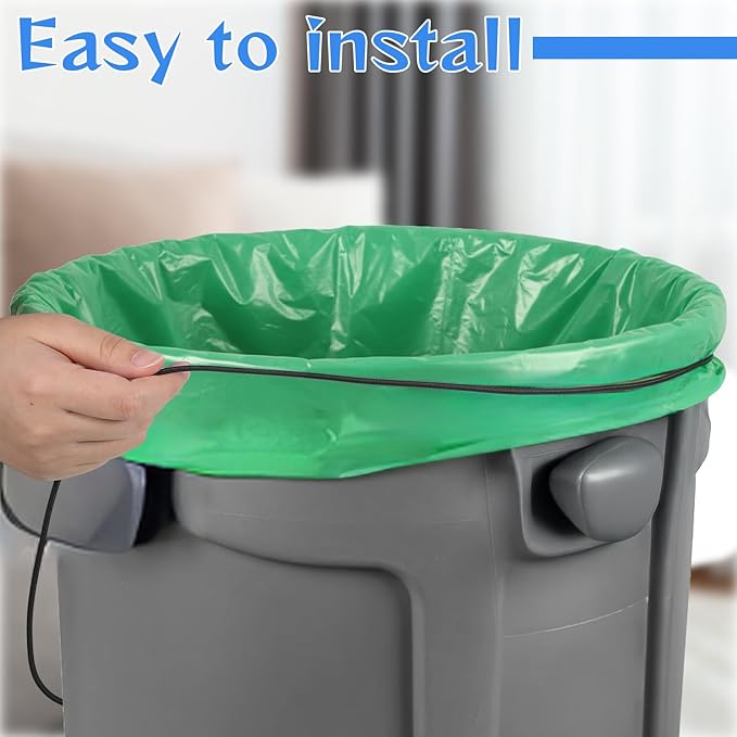 Trash Can Bands, Garbage Can Rubber Bands Heavy-Duty Garbage Bag Holder Elastic Band for 13-96 Gallon Bins, Band to Hold Trash Bags in Place, Set of 3 in Black Blue Green
