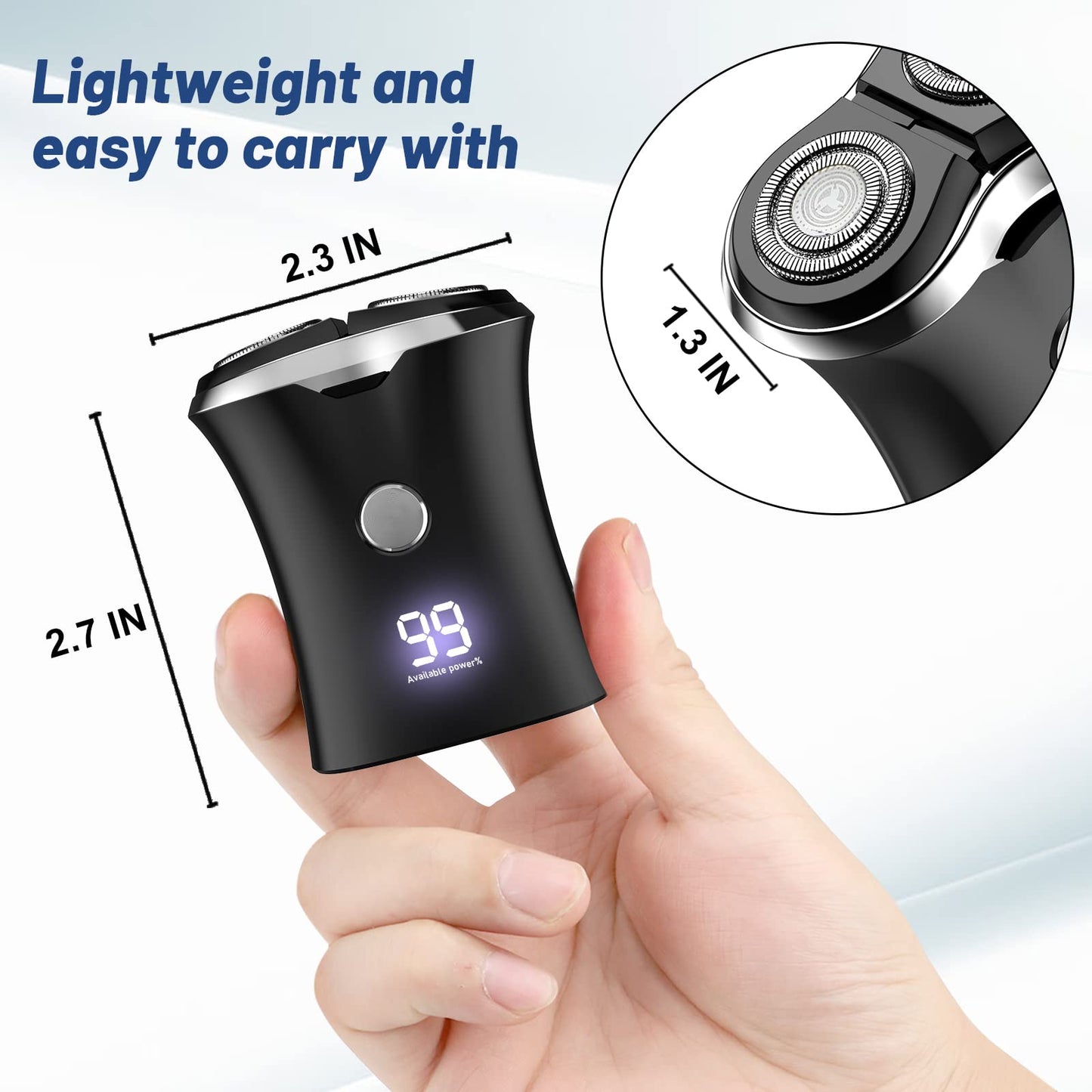Mini Portable Electric Travel Shaver - Pocket Size Washable Usb Rechargeable Shaving Razor Cordless & Compact Small Rotary Shave