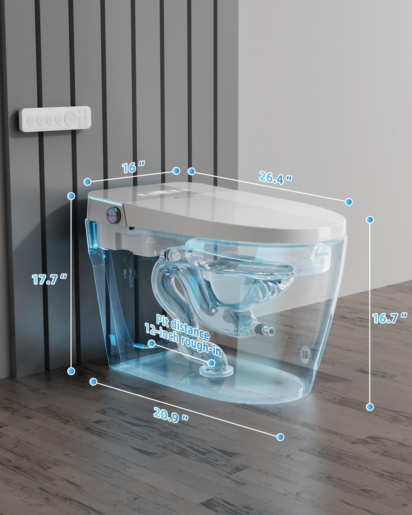 Smart Toilet with Bidet Built In, One Piece Elongated Tankless Japanese Toilet, Auto Open and Close Lid, Adjustable Temperature, Self-Cleaning Nozzle, LED Fahrenheit Display, Foot Kick Button