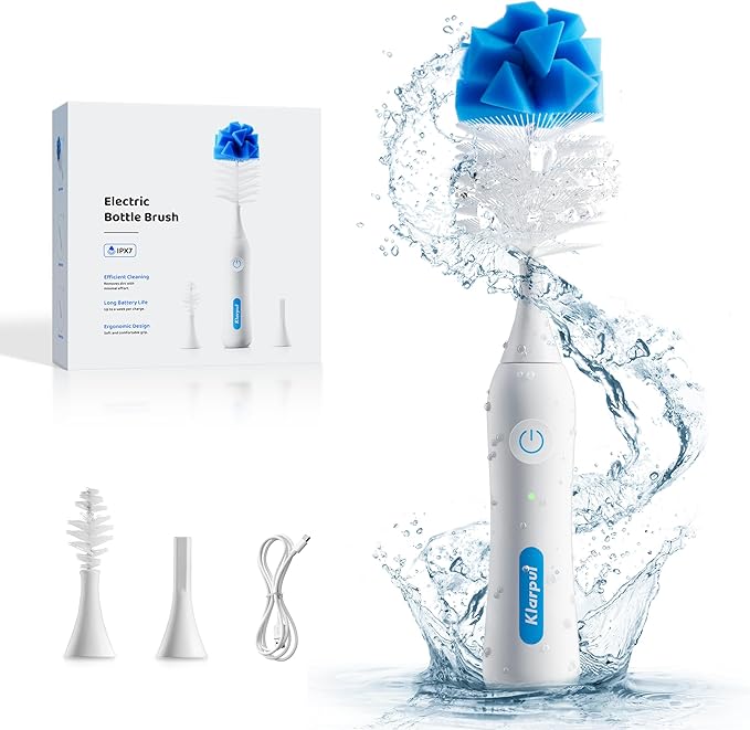 Bottle Brush Replacement Heads Compatible with Rechargeable Electric Bottle Brush Cleaner Set, for Baby Bottles/Pacifiers/Cups/Tumblers/Glass, 3 Packs, Blue