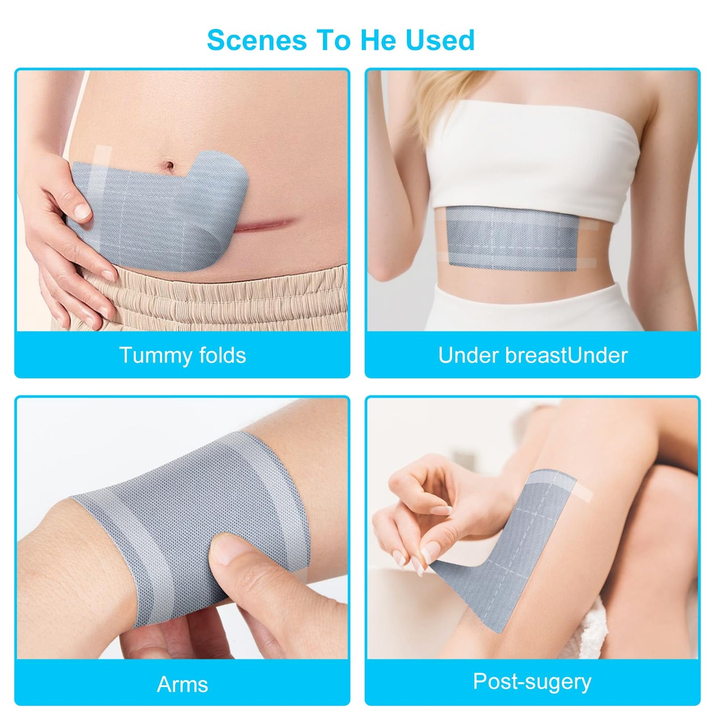 10x144 Inch Silver Infused Fabric Roll, Breathable & Non-Adherent Wound Dressing Wrap for Skin Fold Protection, Soft Medical Bandage Liner, Custom-Cut