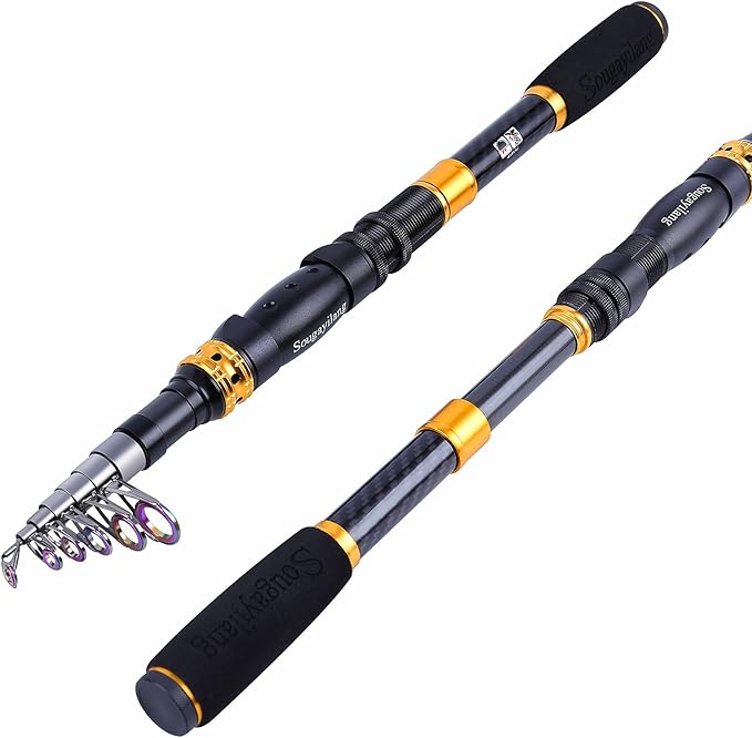 Sougayilang Telescopic Fishing Rod - 24 Ton Carbon Fiber Ultralight Fishing Pole with CNC Reel Seat, Portable Retractable ...