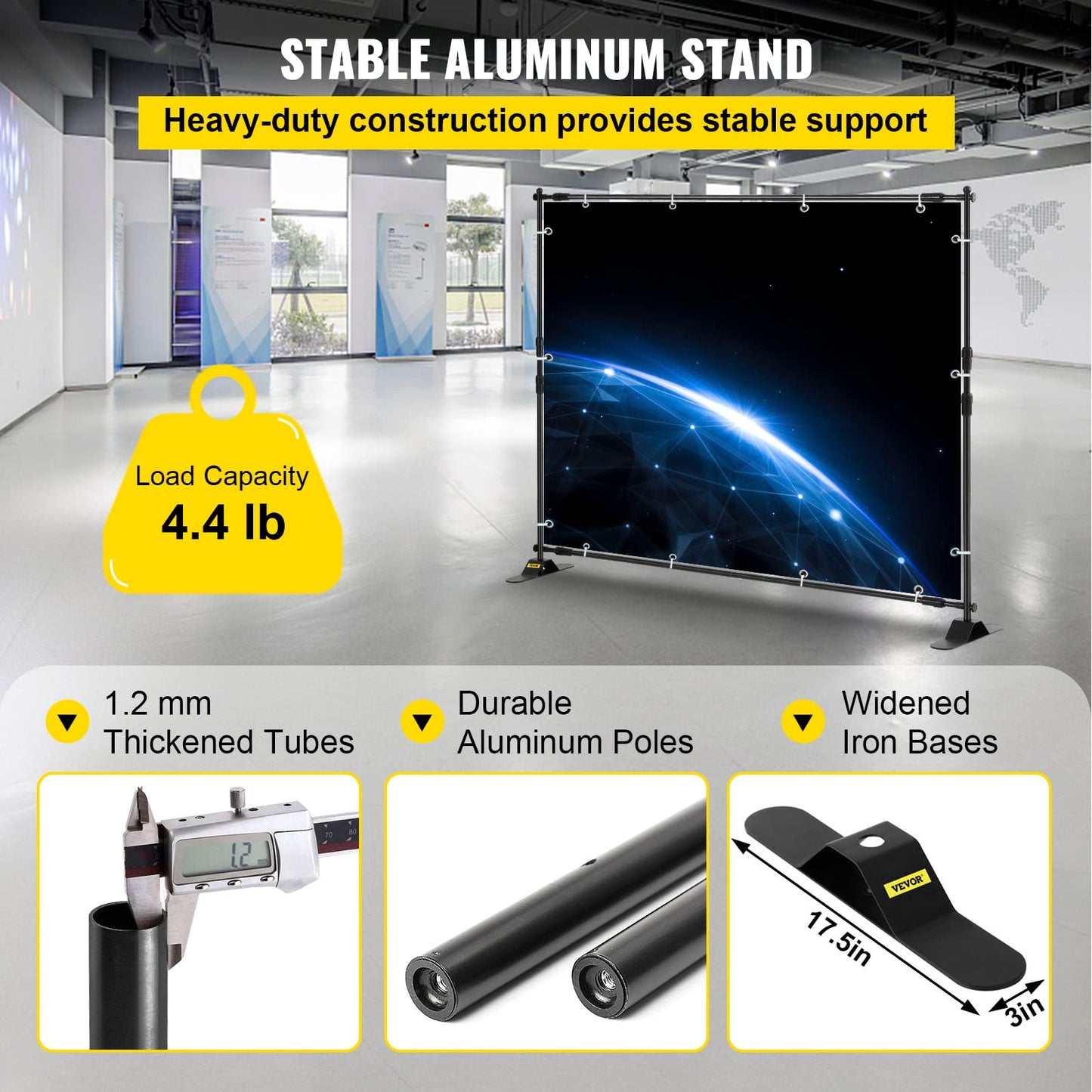 VEVOR Backdrop Banner Stand 8 x 8 Ft Adjustable Height Background Stand Backdrop with 1 Carrying Bag, Backdrop Stand for Parties Wedding Photo Booth Trade Show