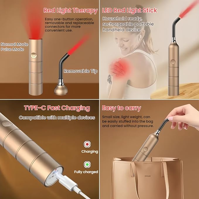 Red Light Therapy, Portable Handheld LED Light Therapy Device for Pain Relief on Lips, Mouth, Nose, Ear, Joint, Muscle | Cold Sore, Canker Sore, Fever Blister Treatment (660/810/850/940nm)