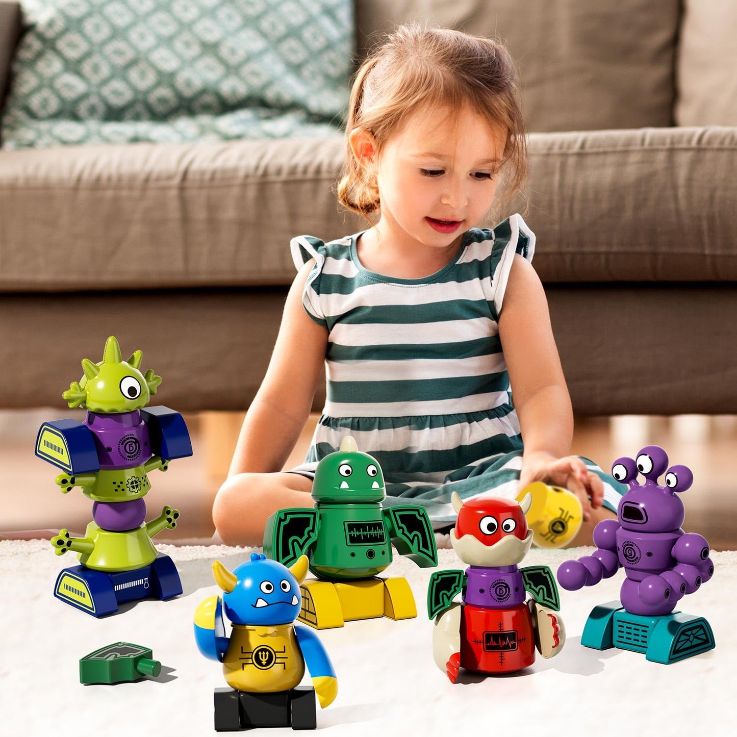 MSKOLER Magnet Robot Toys for Kids 3-5 - Magnetism Stacking Transform Boys Toys for Ages 5-7 with Storage Box, Set for Toldllers Age 3-8 Years Old Girls, Christmas and Birthday Gifts