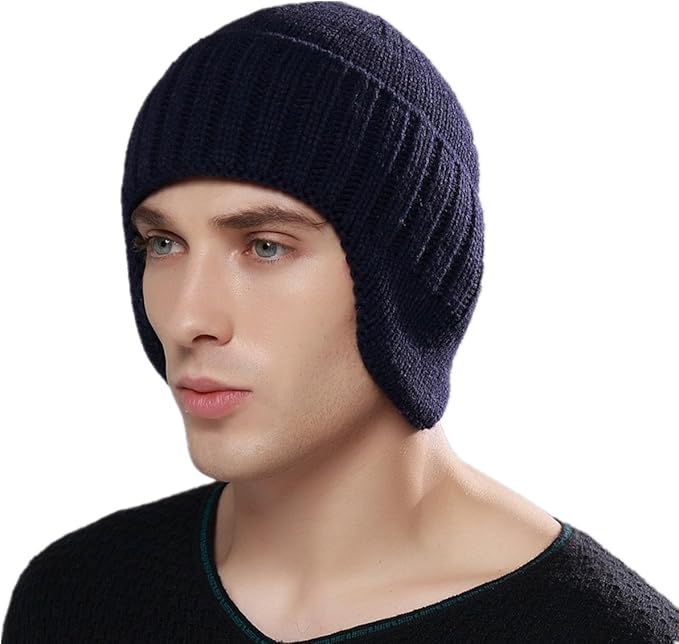Home Prefer Mens Winter Hat Knit Earflap Hat Stocking Caps with Ears Beanie Hat