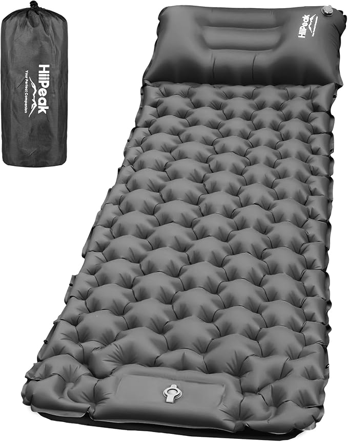 HiiPeak Sleeping Pad for Camping- Ultralight Inflatable Sleeping Mat with Built-in Foot Pump & Pillow, Upgraded Compact Ca...