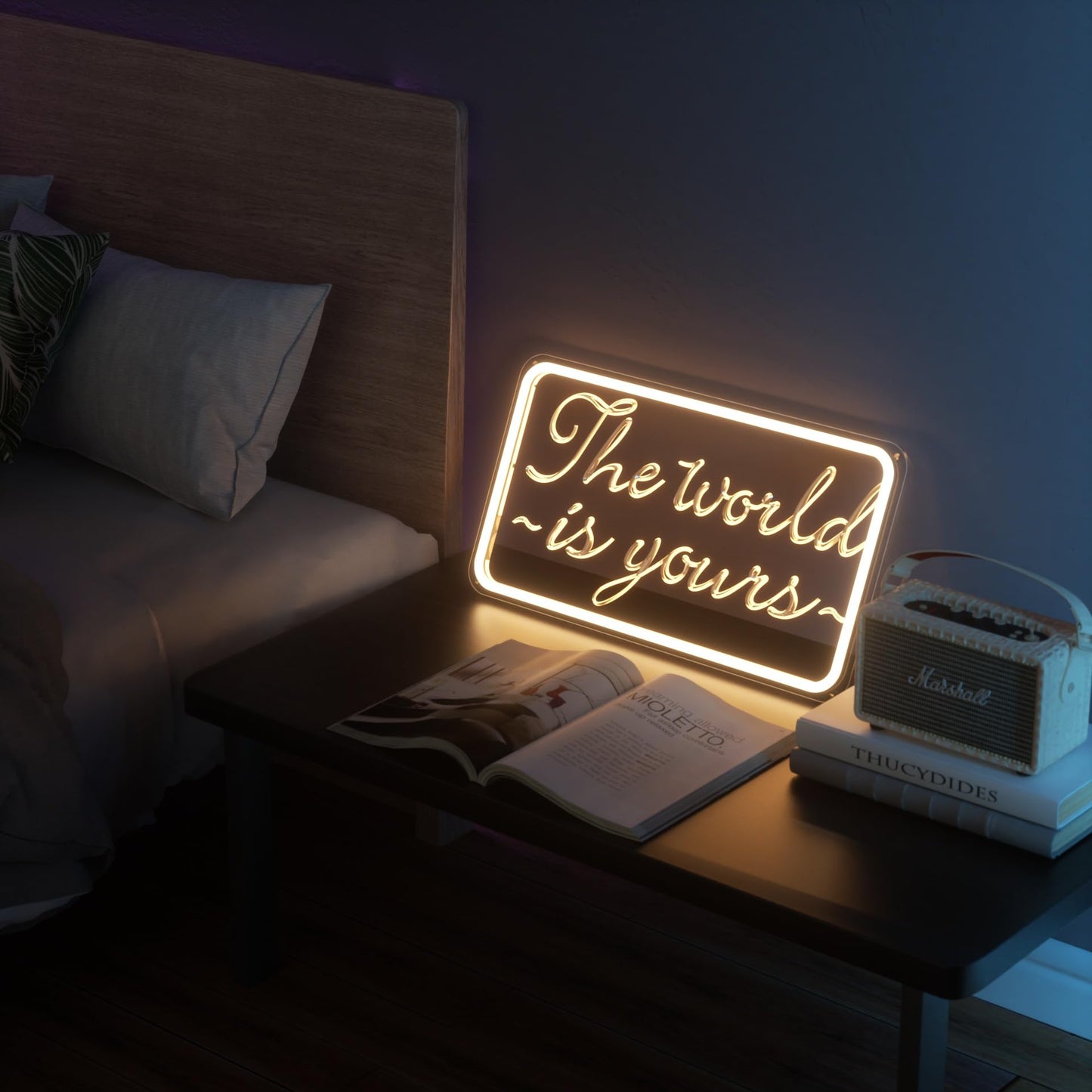 The World is Yours Neon Signs for Wall Decor 3D Carving Design Neon Sign for Bedroom. Warm White LED Neon Signs for Room, Bar, Office, Birthday Party Wedding