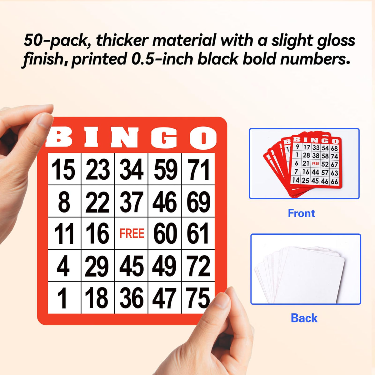 GSE Games & Sports Expert 50-Pack Multi-Color Bingo Game Cards with Easy Read Numbers, Reusable Paper Bingo Sheets for Large Groups, Family/Friend Parties