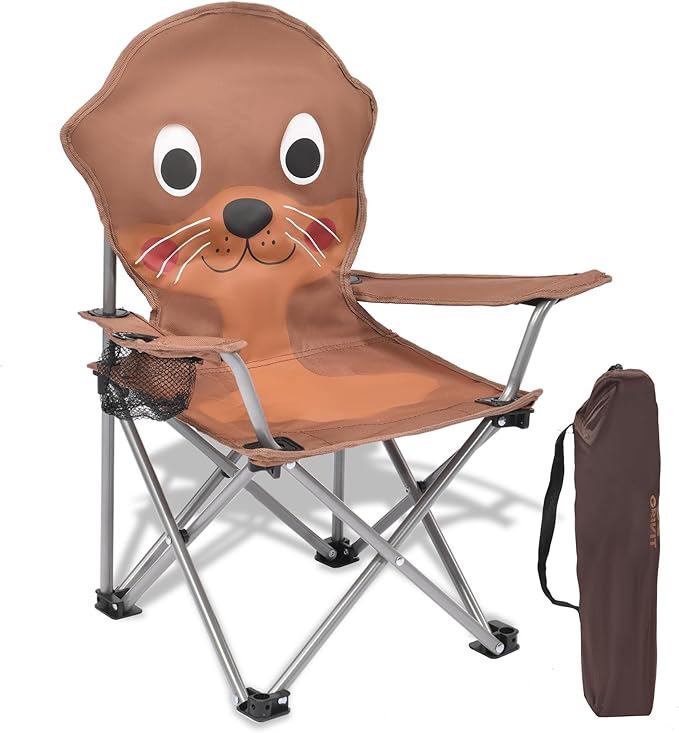 XMT Kids Folding Chair with Cup Holder - Portable Lightweight Outdoor & Indoor Chair for Children Ages 3-9, Anti-Slip Bas...
