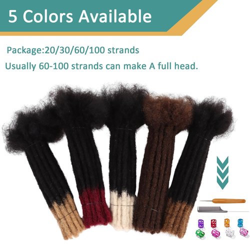 Viovian 0.6cm Dark Brown Dreadlock Extensions Human Hair 8 Inch 60 Strands Natural Soft Loc Extensions Human Hair Dread Extensions for Men Dreads Color 4#