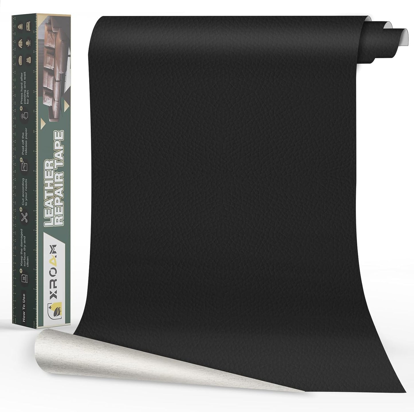Leather Repair Tape, 23.6x79 inch Leather Patches for Furniture, Self Adhesive Leather Repair Patch for Sofas, Couches, Leather Covers, Seats, Chairs, Vinyl Repair Tape Black