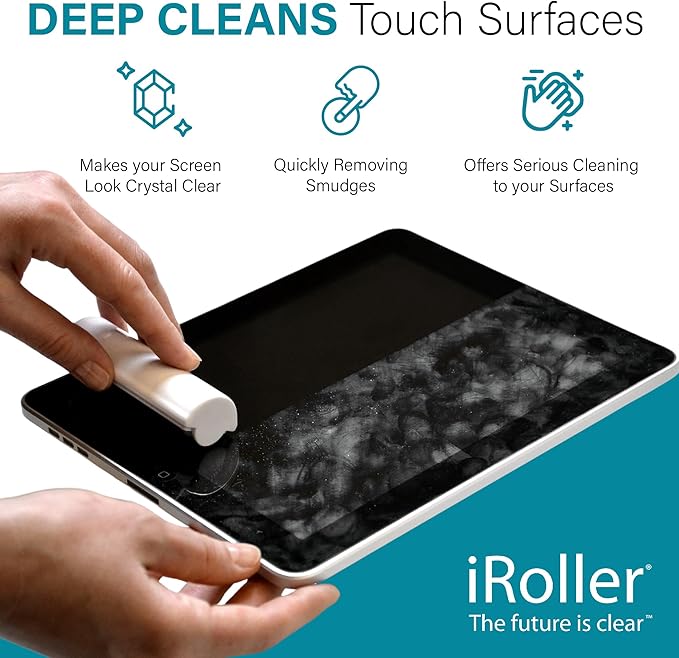 Phone Screen Cleaner by iRoller - Pack of 6 - No Need for Spray or Wipes, Liquid Free - Reusable & Washable -Portable iPad Screen Cleaner for Touchscreen- Ideal for Smartphone, Macbook, Monitor - 3.5"
