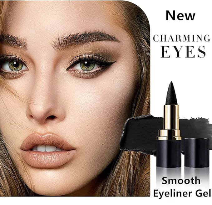 Go Ho Black Gel Eyeliner Stick,Waterproof Eye Cream for Women,Cat Eye Smokey Eyeshadow Stick Crayon,Goth Halloween Makeup,delineador de ojos contra el agua
