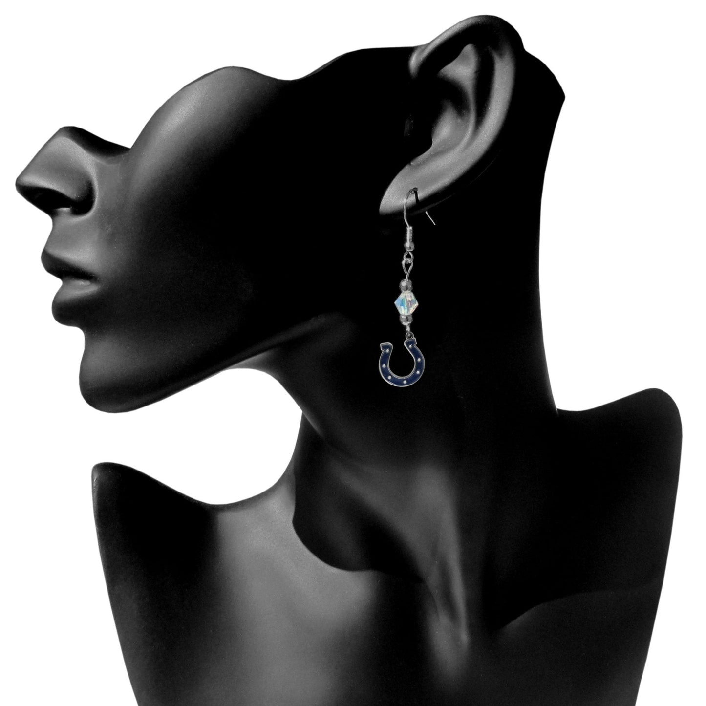 Siskiyou Sports NFL Womens Indianapolis Colts Crystal Dangle Earrings One Size Team Color,white