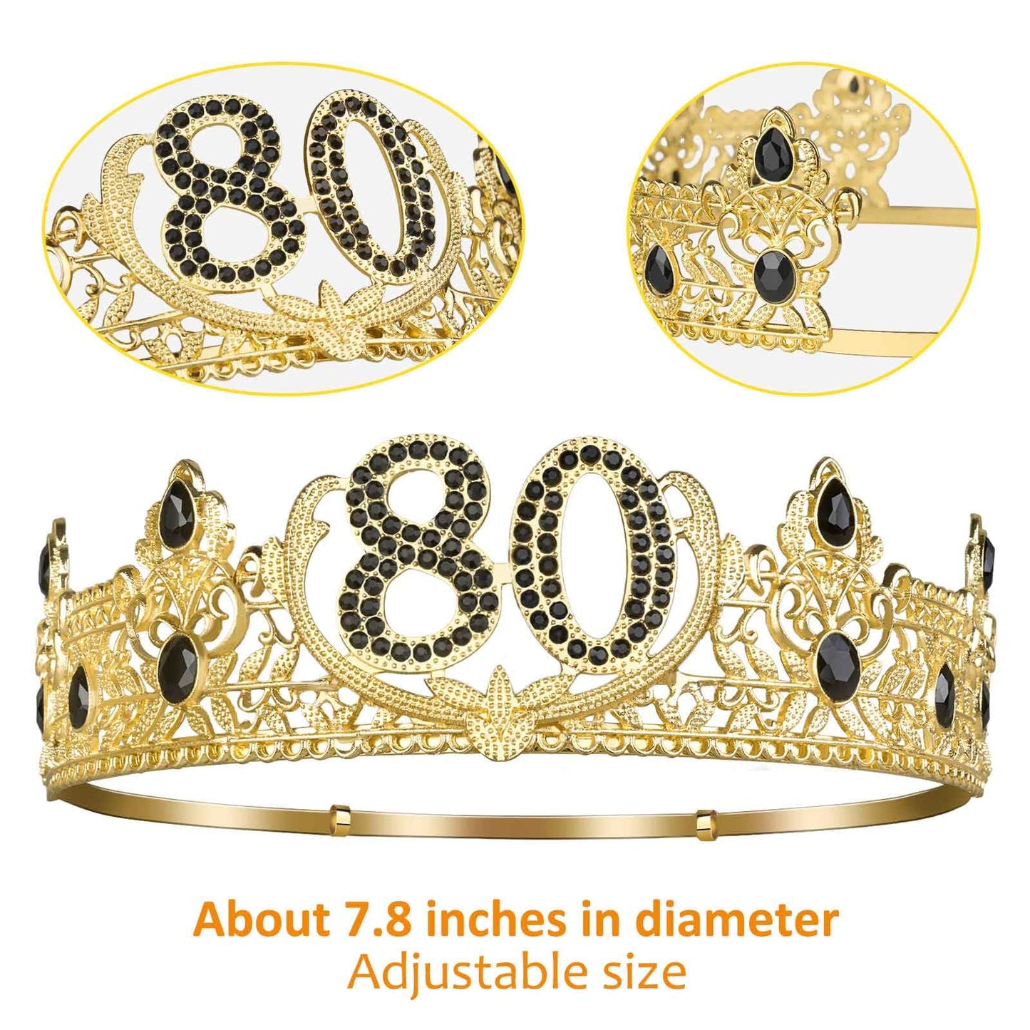 Asija 80th Birthday Gifts for Men, 80th Birthday Decorations for Men, Party Decor Supplies including King Crown & Sash & Greeting Card