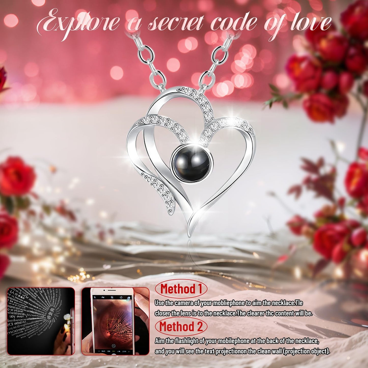 Pasuvsigt Gifts for Women - Preserved Real Rose with I Love You Heart Necklace, 100-Language LED Music & Lights, Romantic Birthday/Anniversary/Thanksgiving for Women and Girlfriend
