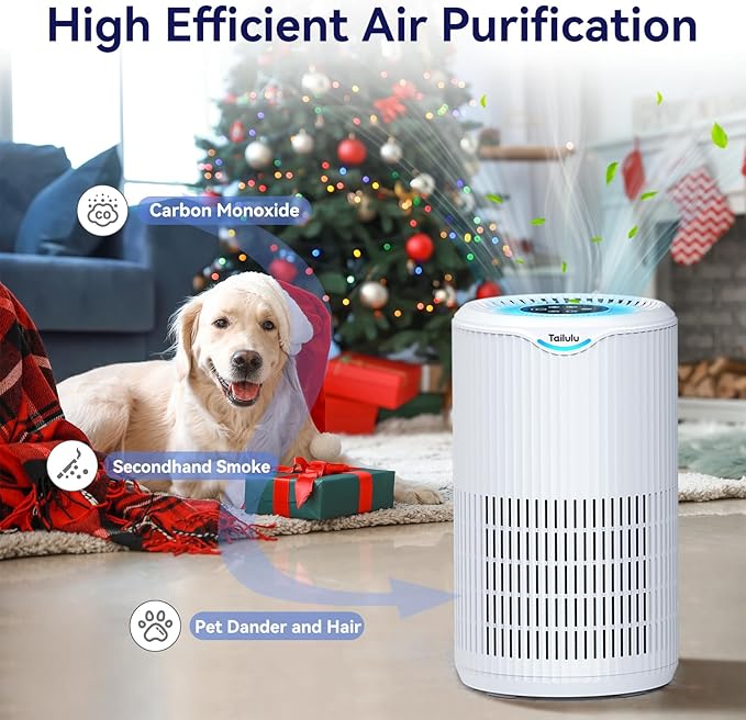 Air Purifiers for Home Large Room Up to 1500 Ft², Tailulu H13 HEPA Air Filter Cleaner, 360° Air Intake & Outlet,Smoke Dust Pollen,15dB Sleep Mode Air Purifiers for Bedroom Living Room, Kitchen, Office