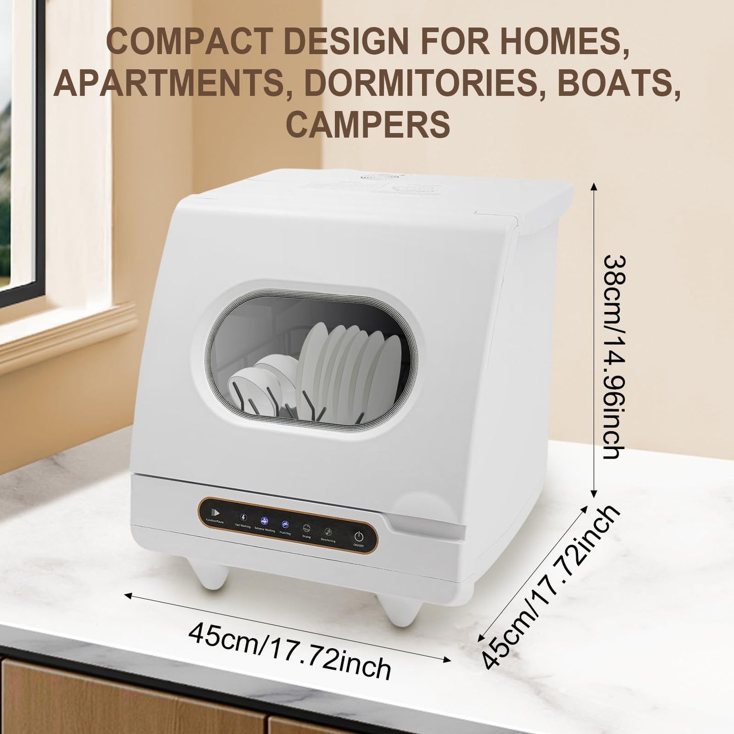 TOWIUOA Countertop Dishwasher, 800W 110V Mini Dishwasher Low Noise Portable Dish Washer With 5intelligent Washing Functions For Washing Dishes After A Meal At Your Home