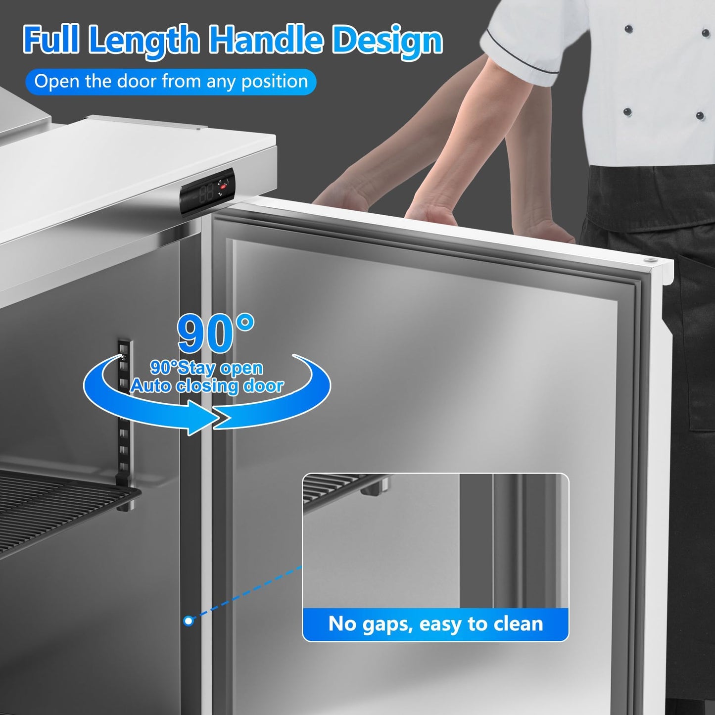 Rockitch 29" W Commercial Sandwich Salad Prep Table Refrigerator, 7.6 Cu.ft Single Door Stainless Steel Commercial Kitchen Refrigerated Equipment with 8 Pans for Restaurant, Bar, Shop, etc.
