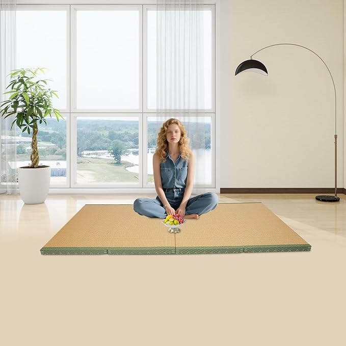 Foldable Floor Mattress, 78.74"*39.37"*1.97" Tatami Floor Mat, Meditation Yoga Natural Coconut Fiber Easily Cleaned Floor Bed Futon Pad Folding Sofa Bed For Yoga Meditation Tea Rooms