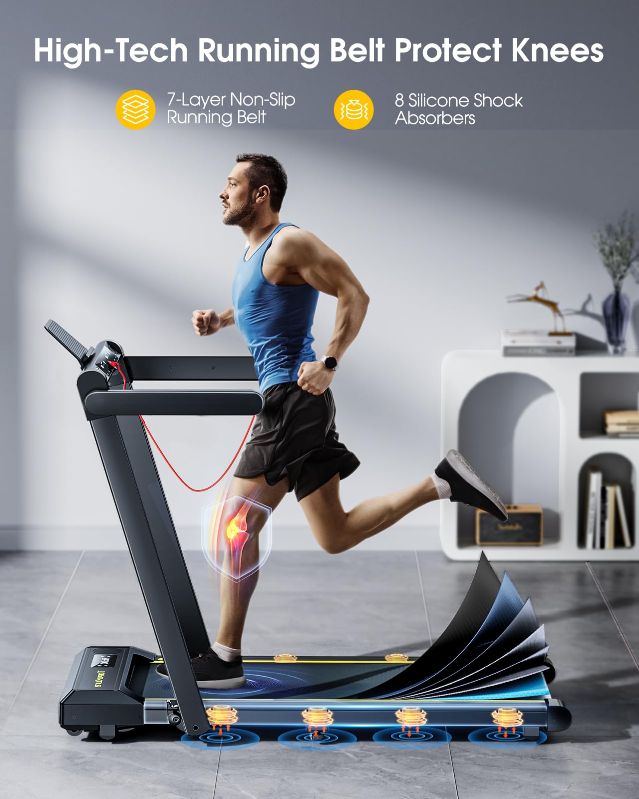 TOPUTURE Walking Pad Treadmill with 12% Incline, 4 in 1 Folding Treadmill for Home/Office with Handle Bar, 2.5HP Under Desk Treadmills Portable Walking Pad with App & Bluetooth Speaker, 0.6-10MPH