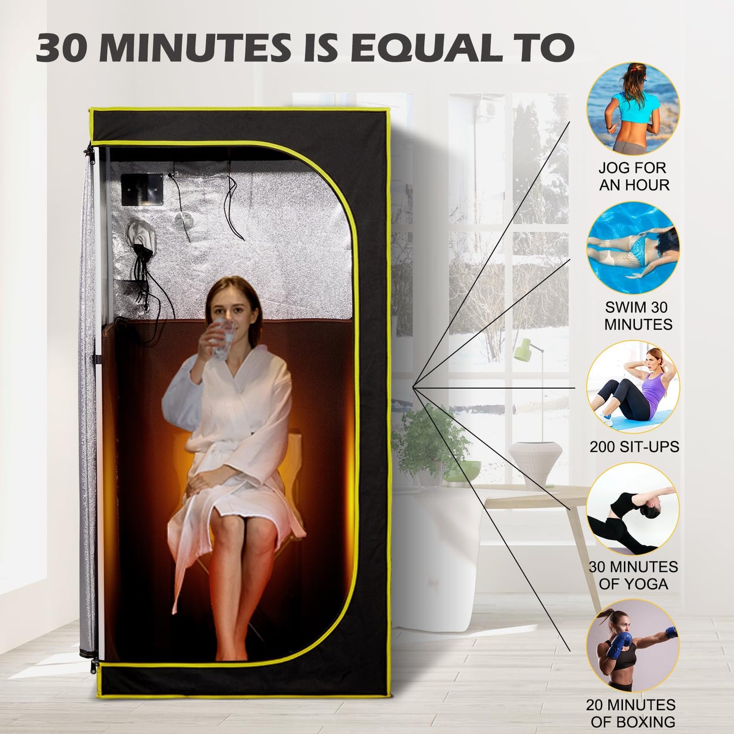 amocane Portable Infrared Sauna, Full Size Personal Home Sauna Spa for Relaxation, Dry Heart Sauna Tent with Heating Foot Pad & Fortable Chair (L 31.5" x H 31.5" x H 62.9")