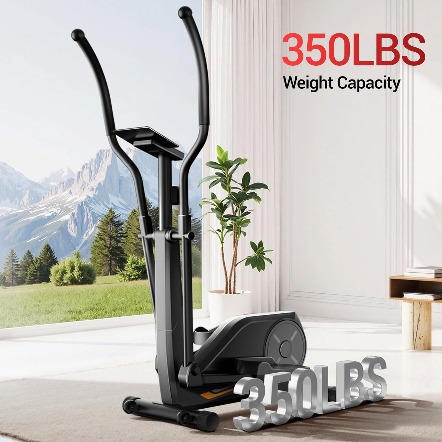 Elliptical Exercise Machine, Elliptical Training Machine for Home with Hyper-Quiet Magnetic Driving System, Elliptical with 12IN Stride & LCD Monitor, 350LBS Weight Capacity
