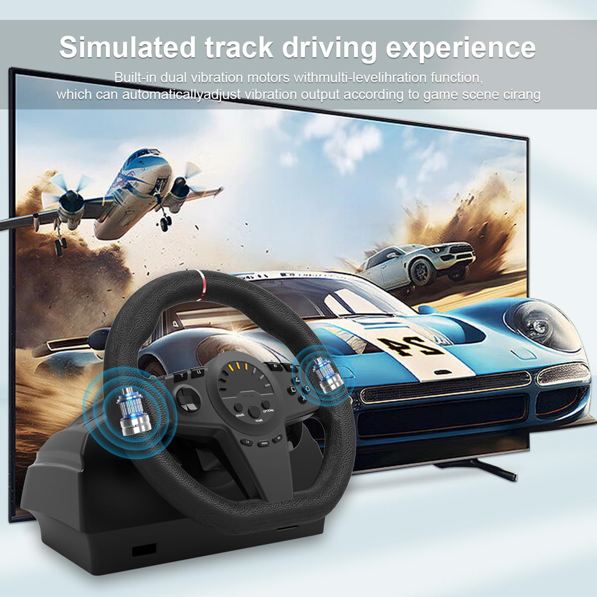 HQFYH PC Racing Wheel, Universal Usb Steering Wheel Car Driving Sim 270 Degree Racing Wheel with Pedals for PS3, PS4, Xbox One, Xbox Series X|S, Switch