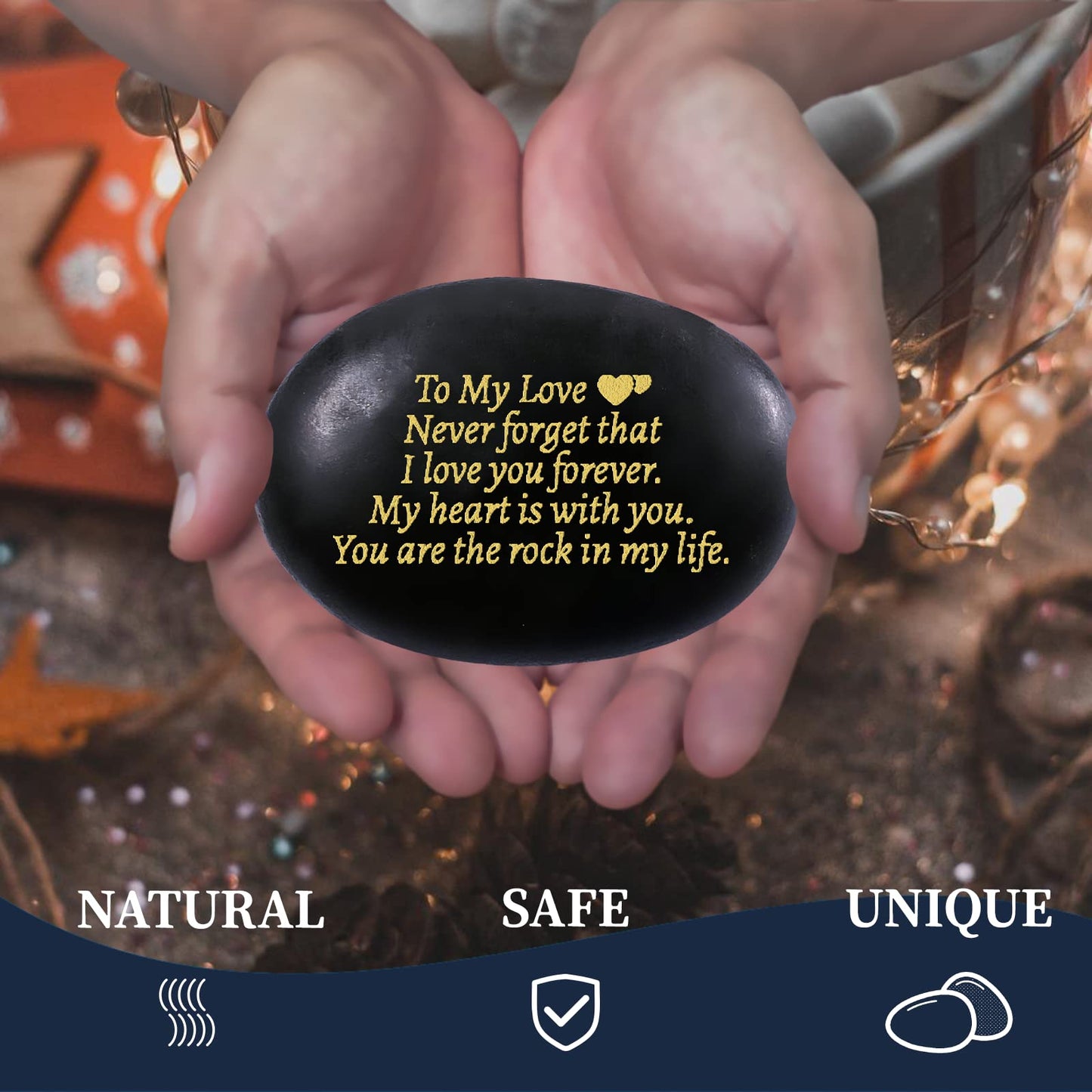 Anniversary Wedding Gifts for Him Her Boyfriend Girlfriend Husband Wife, Unique Engraved Rock Gifts with Romantic Words, 2.3-3.5 inches Stones Gifts