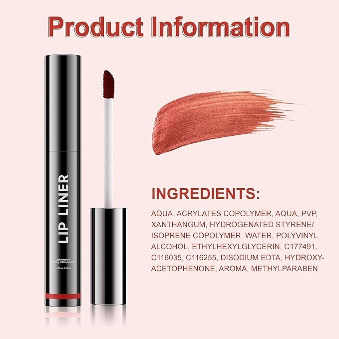 Lip Stain - Peel Off Lip Stain, Lip Liner Long-Lasting Moisturizing, Waterproof Nourishing Lip Tint with Matte Finish for Natural Lip Color for All Skin Tones (Rose)