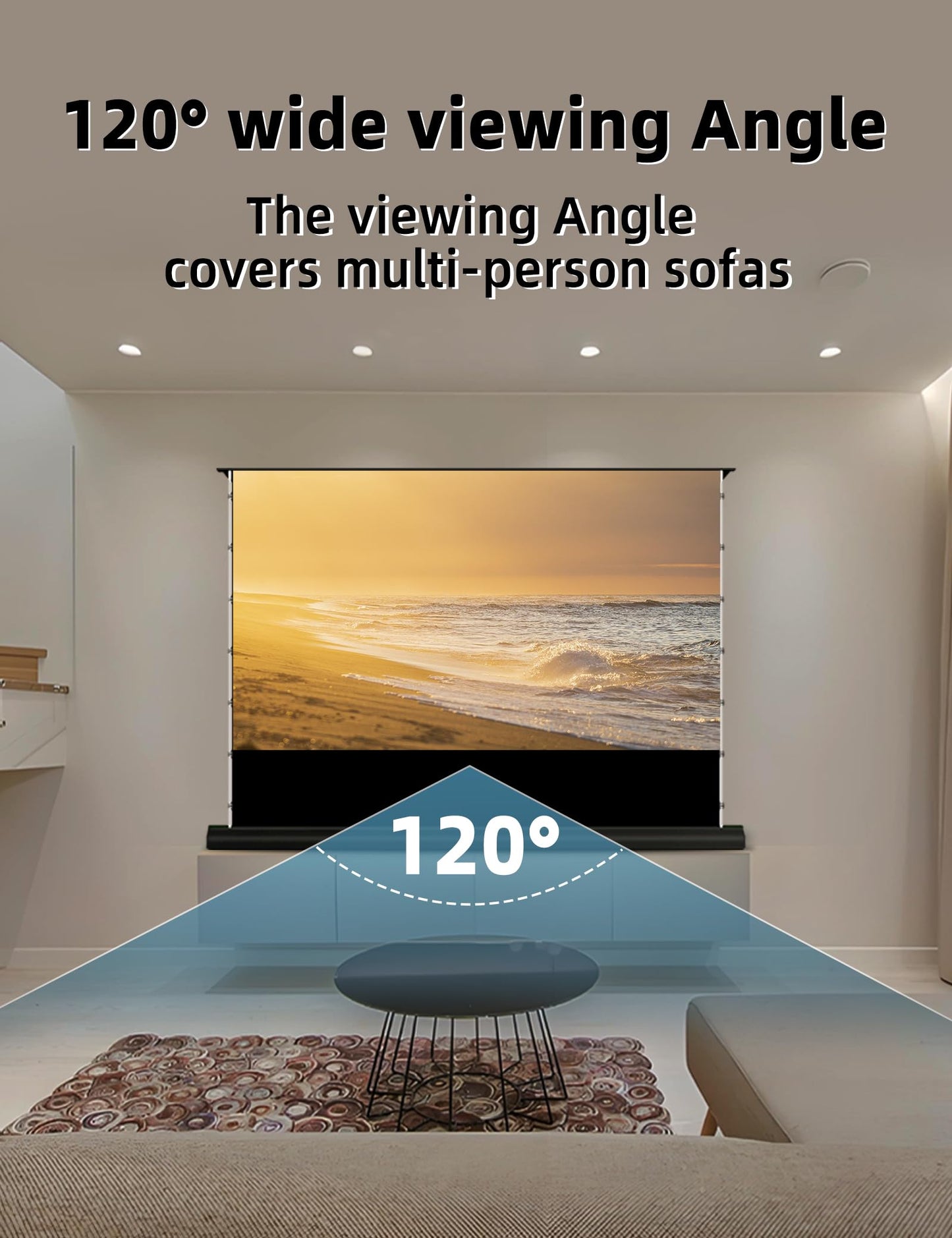 100" Fresnel Floor Rising Projector Screen Motorized for Long/Standard Shrow Projector,Movie Screen for Home Theater,ALR Projector Screen Motorized 4K/8K Ultra HD, Active 3D