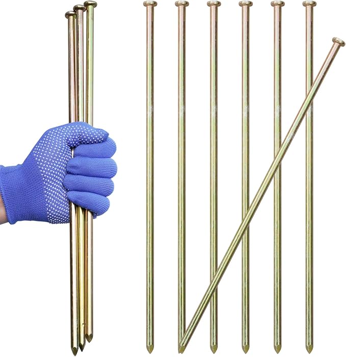 EISENSP 10 Pcs 16 Inch Landscape Stakes, Heavy Duty Galvanized Rebar Stakes for Paver Edging, Weed Barrier, Floor Covering, Artificial Turf, Camping Tent and More