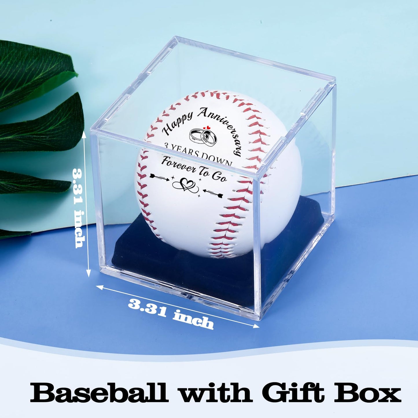 3 Year Anniversary Baseball Gifts for Him Her, 3rd Anniversary Wedding Gifts for Husband Wife, Leather Third Anniv. Birthday Gift for Couple, Leather Baseballs Gift for Men Boyfriend Baseball Lovers