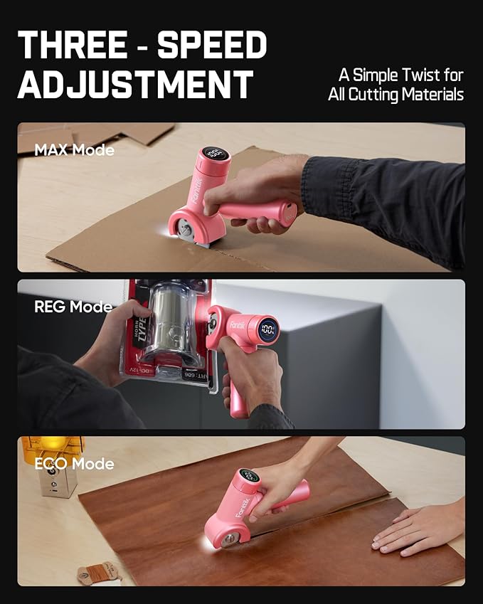 Fanttik C8 Nano Easyswap Cordless Electric Scissors with LED Display, Type-C Rechargeable Cardboard Cutter with 2 Blades, EasySwap Blade Change, LED Light, for Thin Cardboard Carpet Leather, Pink