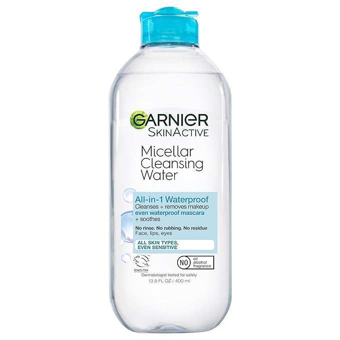 Garnier Micellar Water For Waterproof Makeup, Hydrating Facial Cleanser & Makeup Remover, Suitable for Sensitive Skin, Veg...